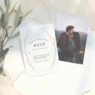 Minimalist Gold Geometric Wedding Photo RSVP