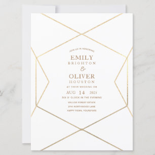 Minimalist gold geometry Wedding Invitations