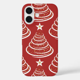 Minimalist Gold Glitter Christmas Trees iPhone 16 Case