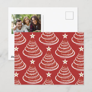 Minimalist Gold Glitter Christmas Trees Holiday Postcard