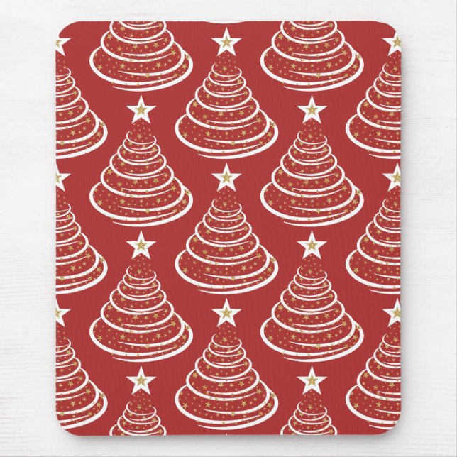 Minimalist Gold Glitter Christmas Trees Mouse Mat (Front)