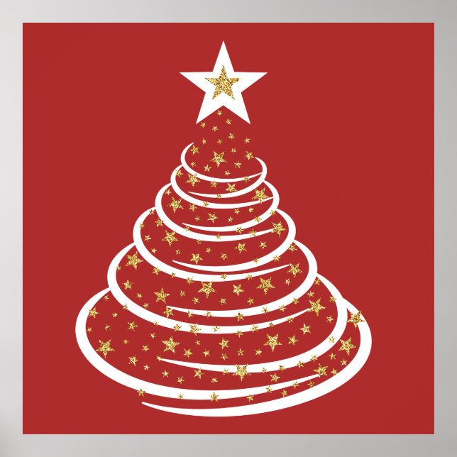 Minimalist Gold Glitter Christmas Trees Poster (Front)