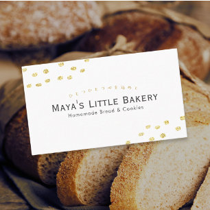 Minimalist Gold Glitter Dot Bakery Business Card