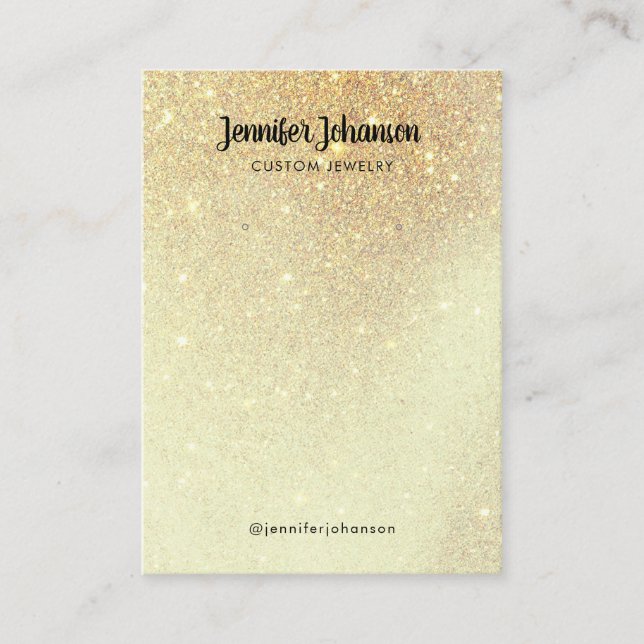  Minimalist gold glitter jewellery holder earrings Business Card (Front)