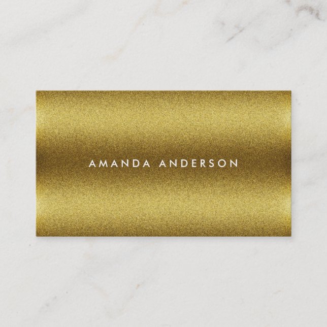 Minimalist Gold Glitter Texture Business Card (Front)