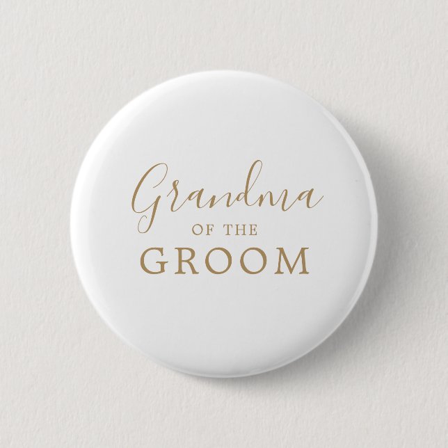 Minimalist Gold Grandma of the Groom Bridal Shower 6 Cm Round Badge (Front)