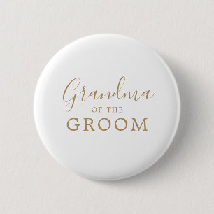 Minimalist Gold Grandma of the Groom Bridal Shower 6 Cm Round Badge