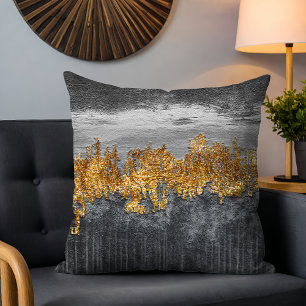 Grey And Gold Throw Outdoor Cushions Zazzle UK