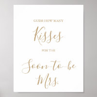 Minimalist Gold Guess the Kisses Game Sign