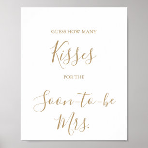 Minimalist Gold Guess the Kisses Game Sign