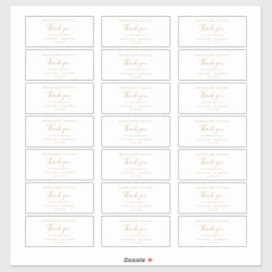 Minimalist Gold Guest Name Wedding Favour Stickers