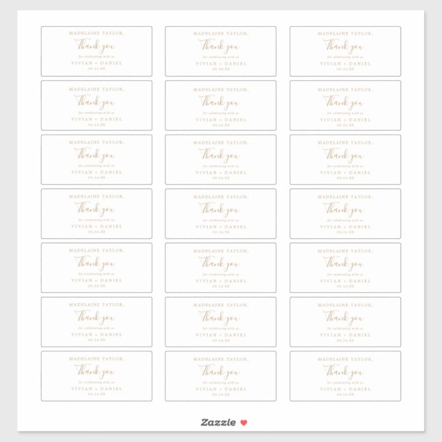 Minimalist Gold Guest Name Wedding Favour Stickers (Sheet)