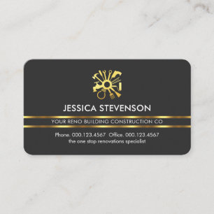 Minimalist Gold Handyman Repair Tools Business Card