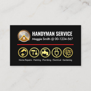 Minimalist Gold Handyman Tools Business Card