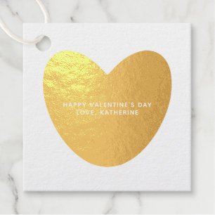 Minimalist gold heart custom text Valentine's Day Favour Tags