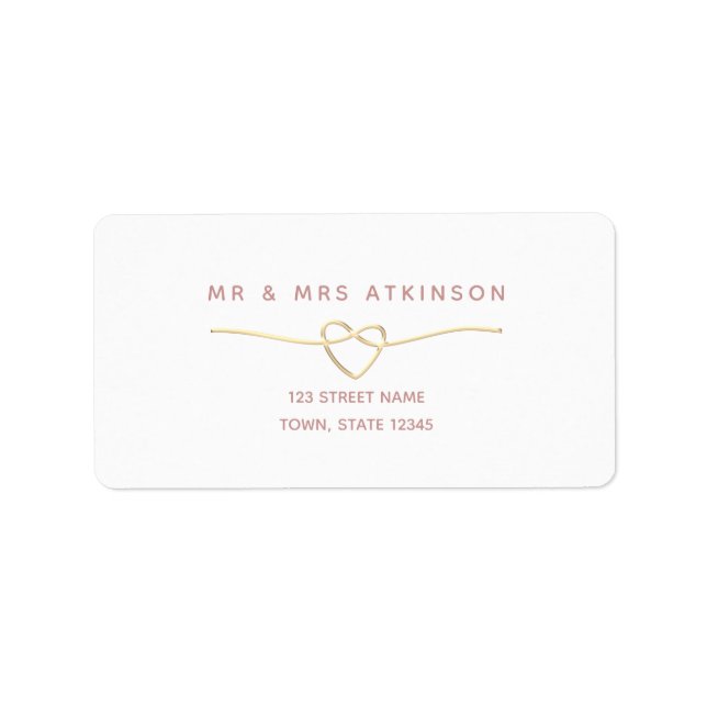 Minimalist Gold Heart Wedding Address Label (Front)
