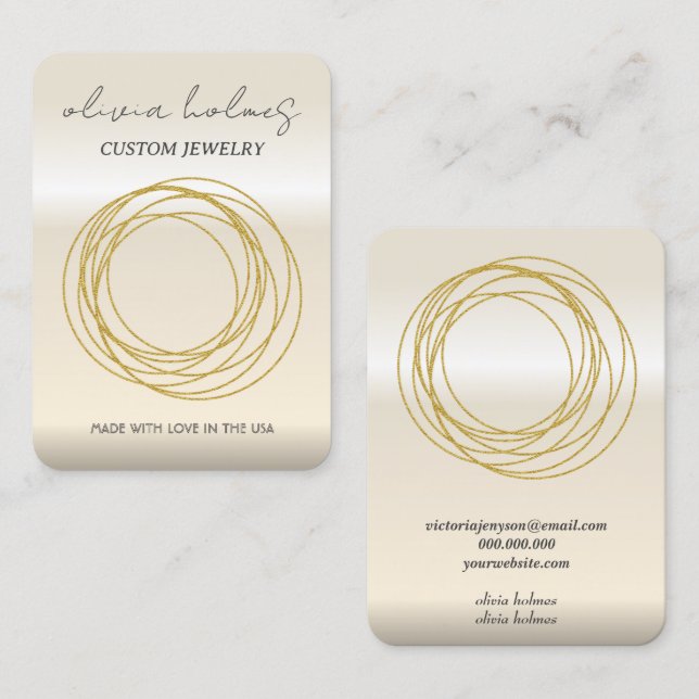 Minimalist gold jewellery business card (Front/Back)