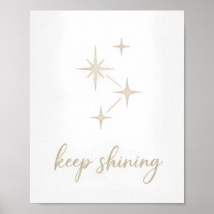 Minimalist Gold "Keep Shining" Star Constellation Poster