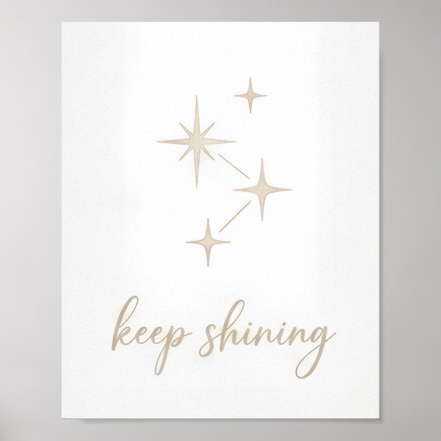 Minimalist Gold "Keep Shining" Star Constellation  Poster (Front)