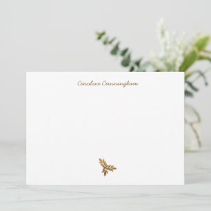 Minimalist Gold Leaf Spray Flat Note Card