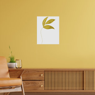 Minimalist Gold Leaves Floral  Poster