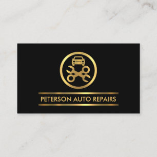 Minimalist Gold Line Auto Repair Garage Business Card