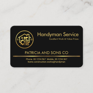 Minimalist Gold Line Building Services Business Card