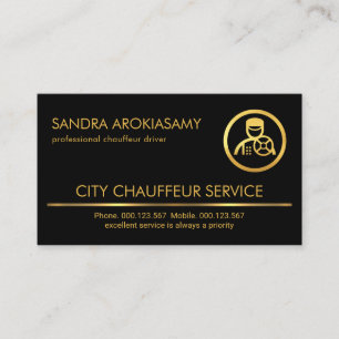 Minimalist Gold Line Chauffeur Driving Business Card