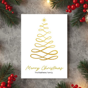 Minimalist Gold Line Christmas Tree Card