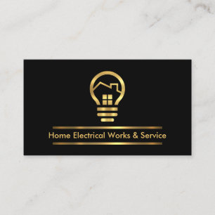Minimalist Gold Line Electric Bulb  Business Card