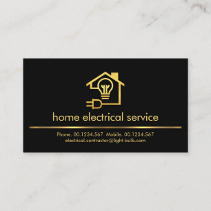 Minimalist Gold Line Electrician Service Business Card