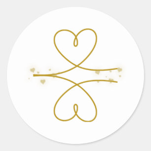 Minimalist Gold Line Hearts Wedding Sticker