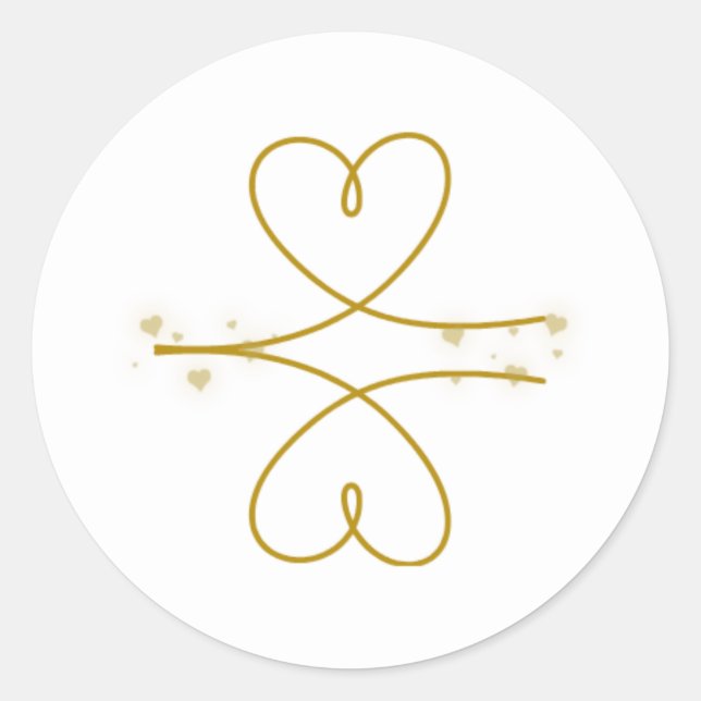 Minimalist Gold Line Hearts Wedding Sticker (Front)