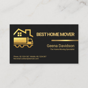 Minimalist Gold Line Home Moving Transport Business Card