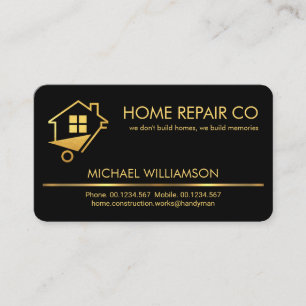 Minimalist Gold Line Home Repair Business Card