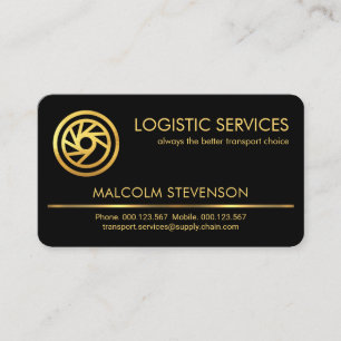 Minimalist Gold Line Logistics Business Card