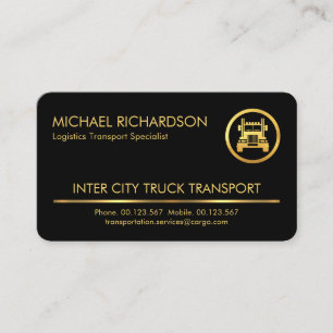 Minimalist Gold Line Semi Truck Business Card