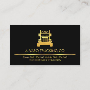 Minimalist Gold Line Truck Driver Business Card