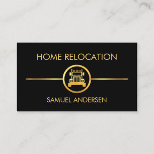 Minimalist Gold Line Truck Transport Business Card