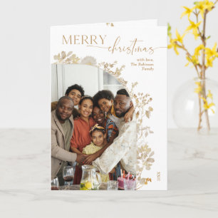 Minimalist Gold Merry Christmas Photo  Card
