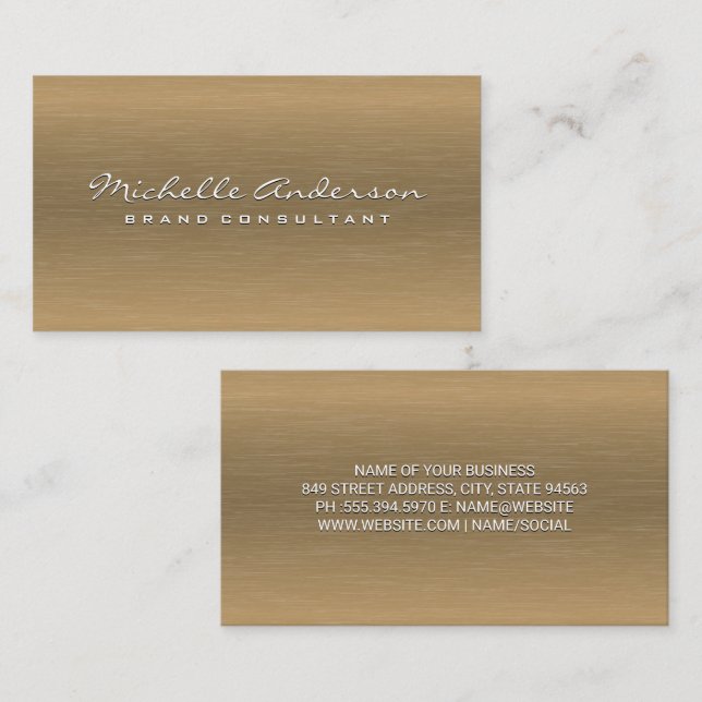 Minimalist Gold Metal Texture Background Business Card (Front/Back)