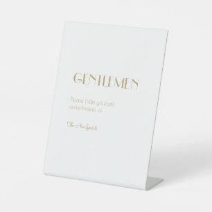 Minimalist Gold Modern Art Deco Gentlemen Bathroom Pedestal Sign