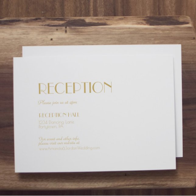Minimalist Gold Modern Art Deco Reception Details Enclosure Card (Creator Uploaded)