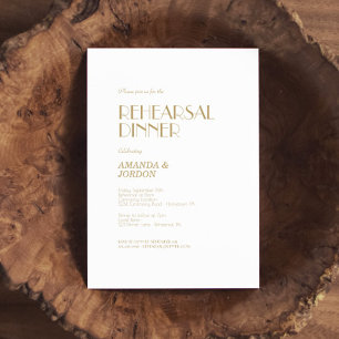 Minimalist Gold Modern Art Deco Rehearsal Dinner Invitation