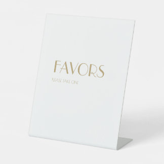 Minimalist Gold Modern Art Deco Wedding Favours Pedestal Sign
