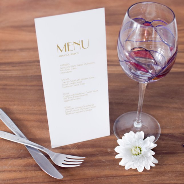 Minimalist Gold Modern Art Deco Wedding Menu (Creator Uploaded)