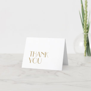Minimalist Gold Modern Art Deco Wedding Photo Thank You Card