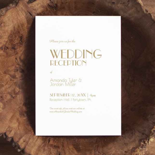 Minimalist Gold Modern Art Deco Wedding Reception Invitation (Creator Uploaded)