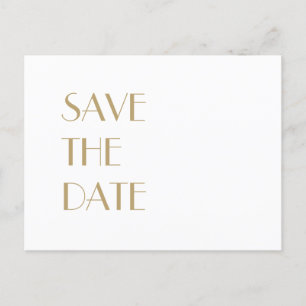 Minimalist Gold Modern Art Deco Wedding Save Date Announcement Postcard
