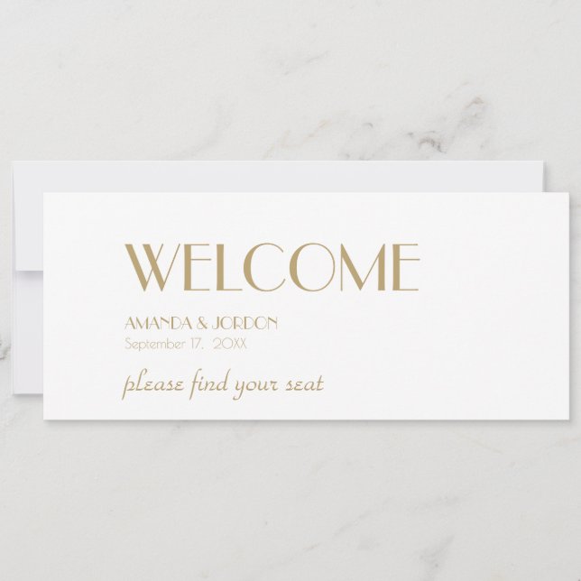 Minimalist Gold Modern Deco Seating Chart Header (Front)